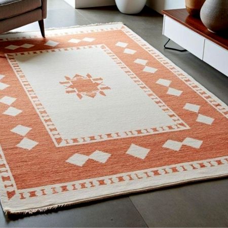 Geometric Terracotta Wool Carpet